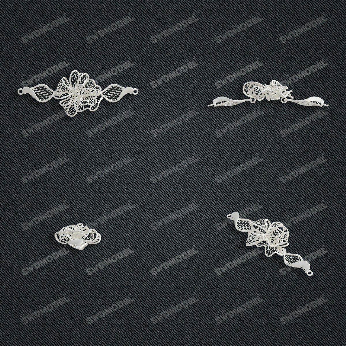 Jewelry set Filigree Bracelet White Wax Casting Resin 3D Printing Service CS63T-007ap-B