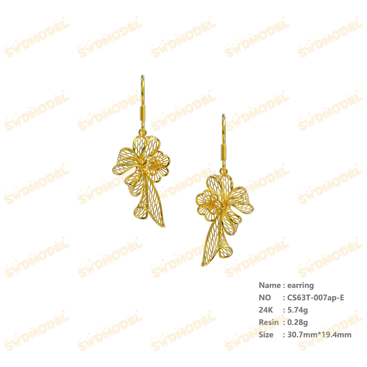 Jewelry set  Filigree Set   White Wax Casting Resin 3D Printing Service  CS63T-007ap