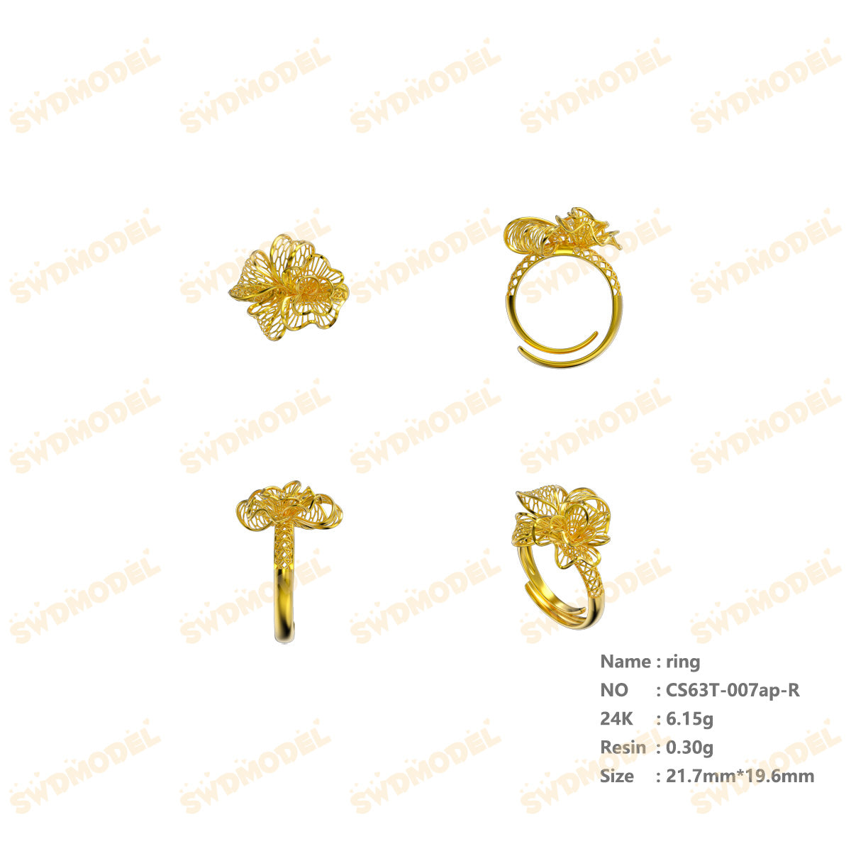 Jewelry set  Filigree Set   White Wax Casting Resin 3D Printing Service  CS63T-007ap