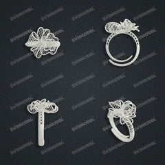 Jewelry set Filigree Ring White Wax Casting Resin 3D Printing Service  CS63T-007ap-R