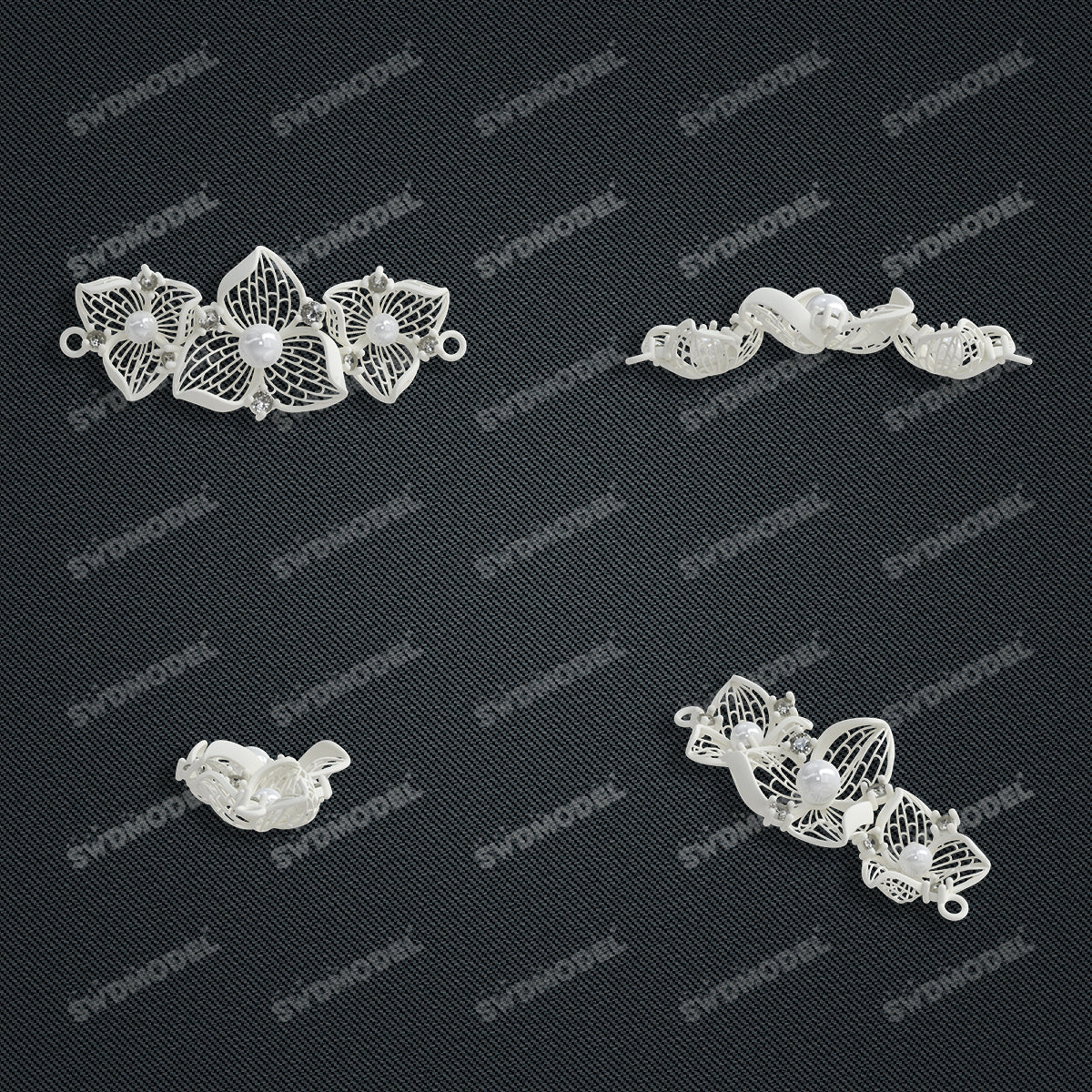 Jewelry set Filigree Bracelet White Wax Casting Resin 3D Printing Service   CS63T-023ap-B