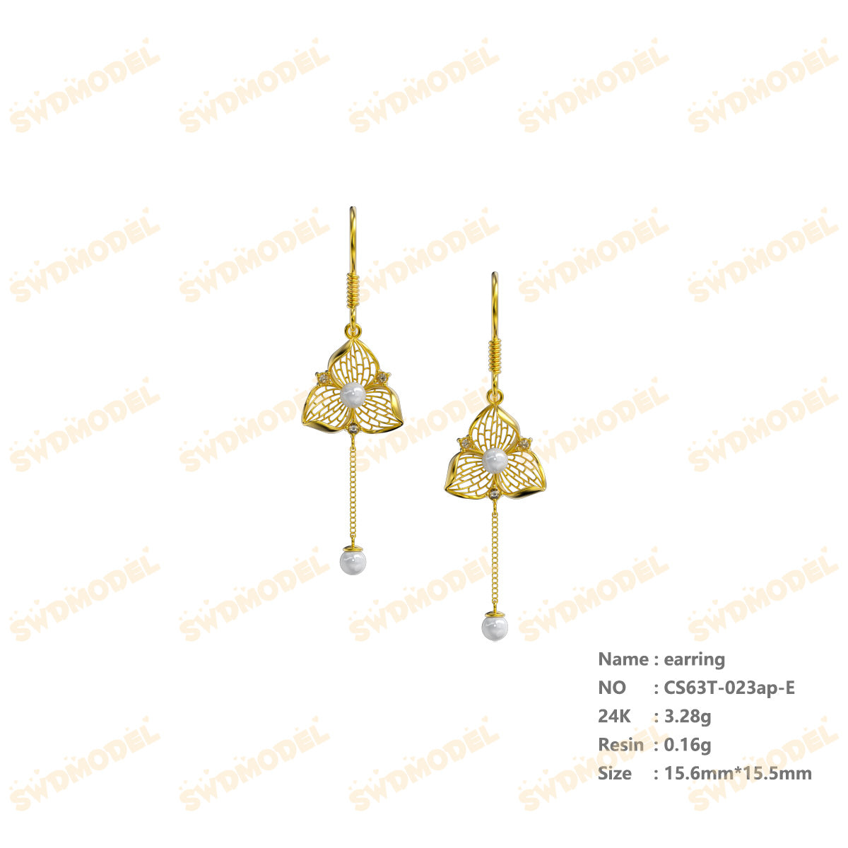 Jewelry set  Filigree Set   White Wax Casting Resin 3D Printing Service  CS63T-023ap