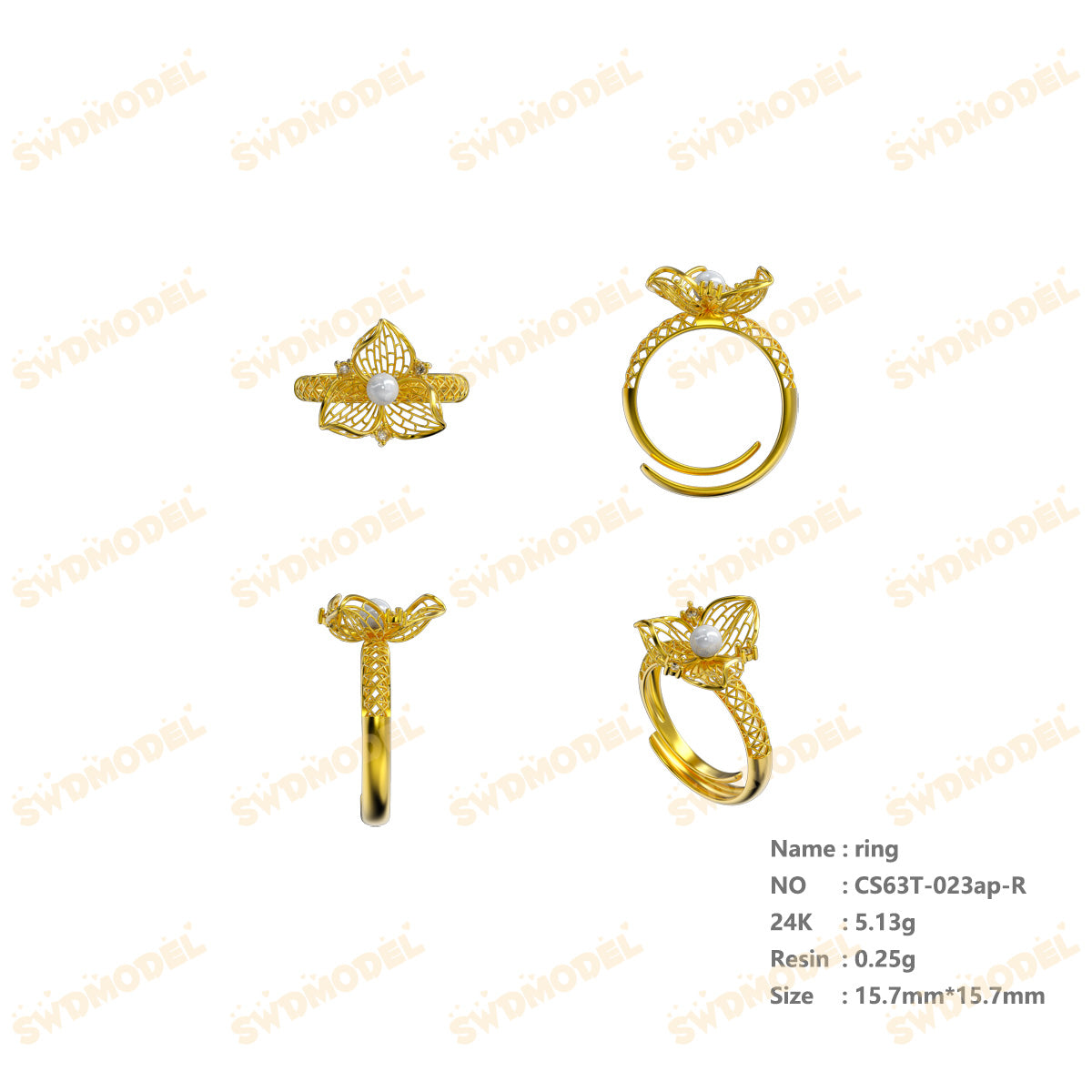 Jewelry set  Filigree Set   White Wax Casting Resin 3D Printing Service  CS63T-023ap