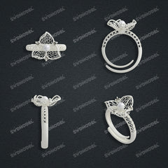 Jewelry set Filigree Ring White Wax Casting Resin 3D Printing Service  CS63T-023ap-R