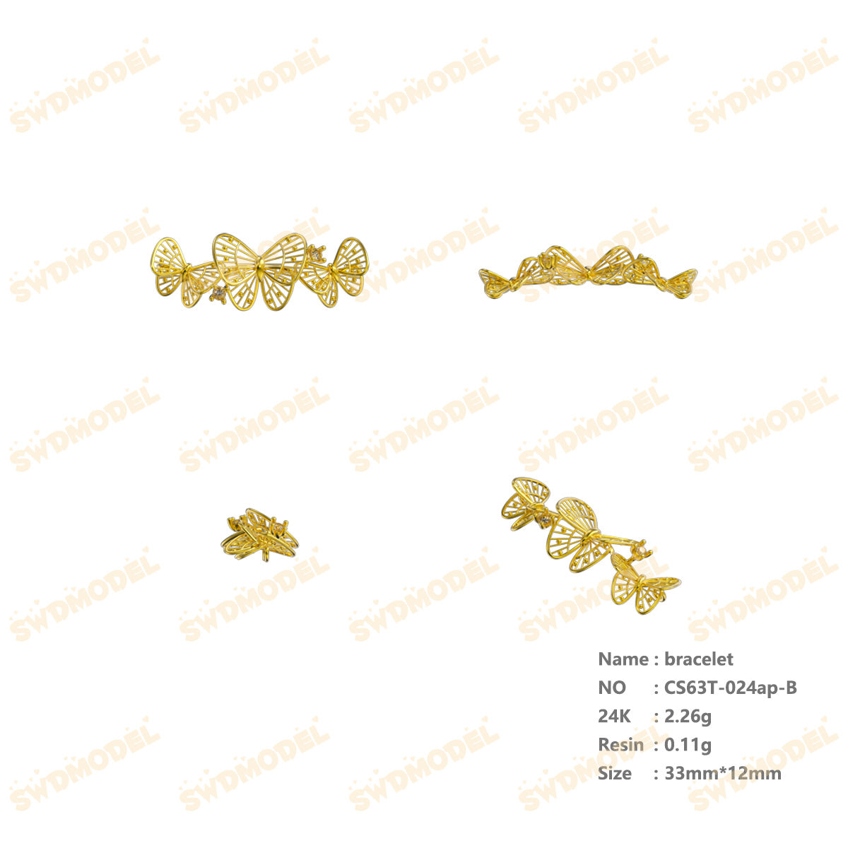 Jewelry set Filigree Bracelet White Wax Casting Resin 3D Printing Service   CS63T-024ap-B