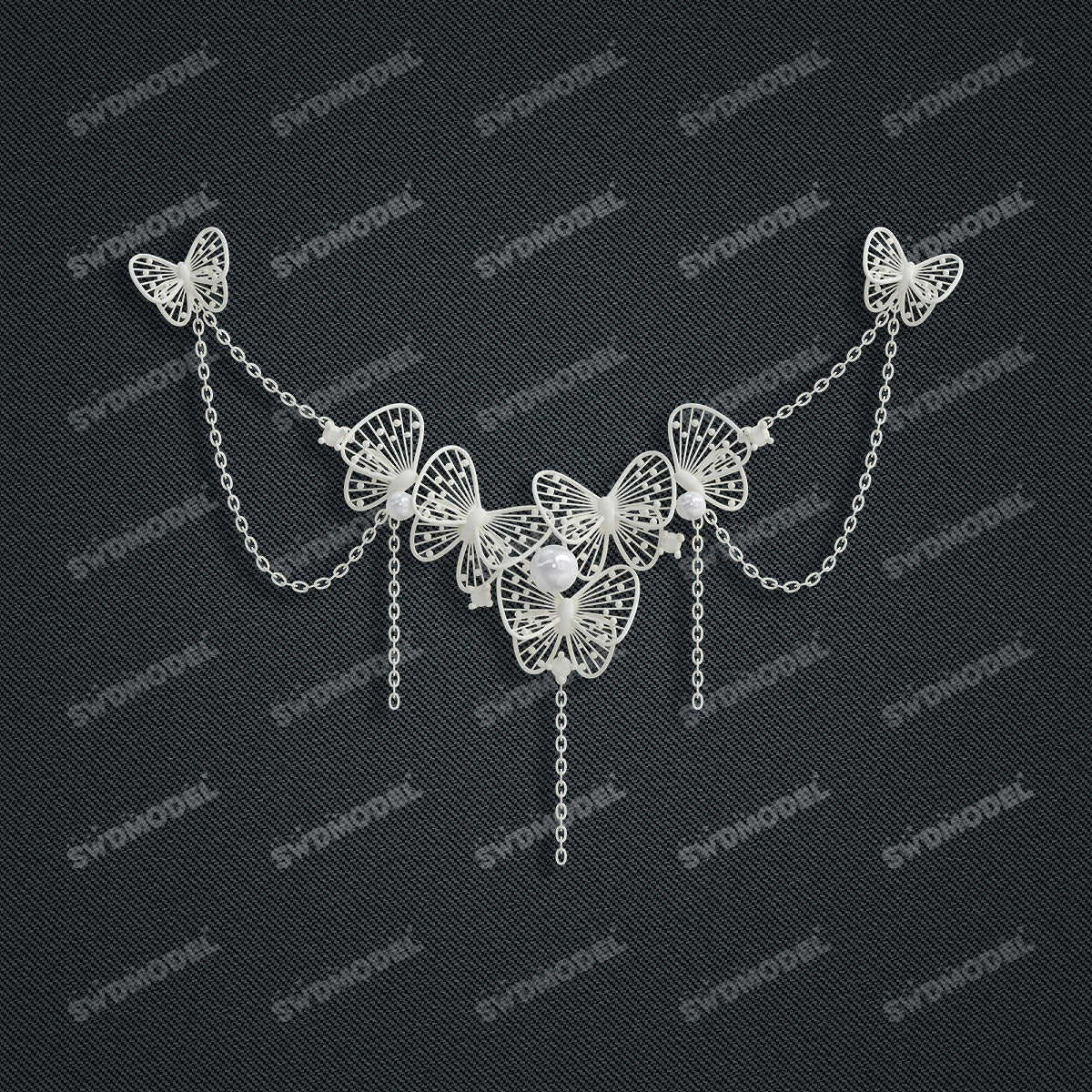 Jewelry set Filigree Necklace White Wax Casting Resin 3D Printing Service  CS63T-024ap-N1