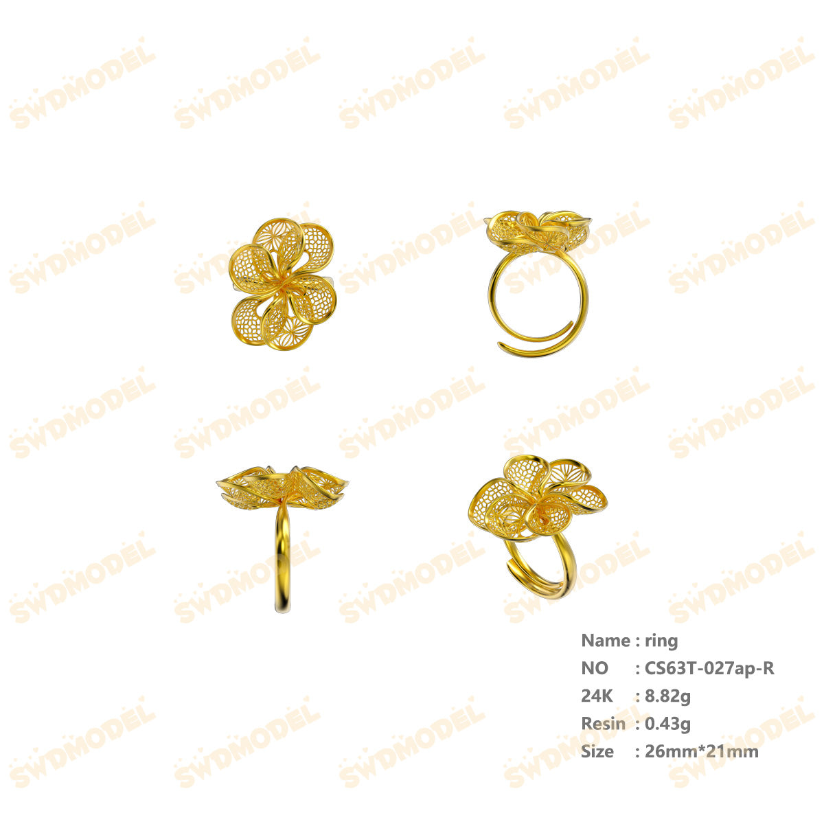 Jewelry set  Filigree Set   White Wax Casting Resin 3D Printing Service  CS63T-027ap
