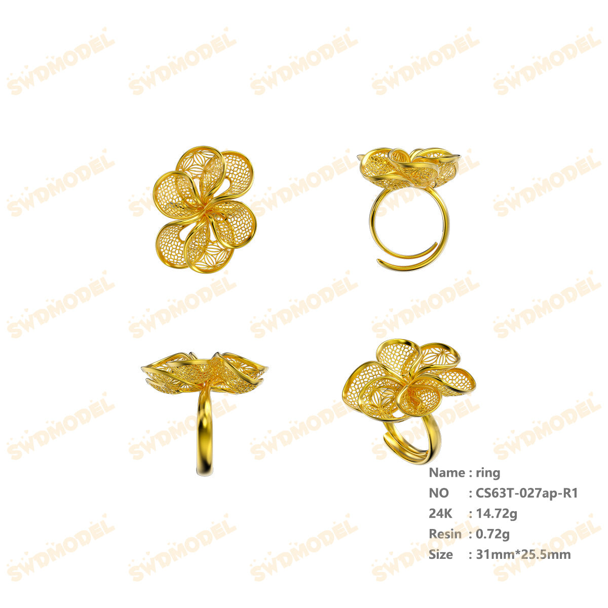 Jewelry set  Filigree Set   White Wax Casting Resin 3D Printing Service  CS63T-027ap