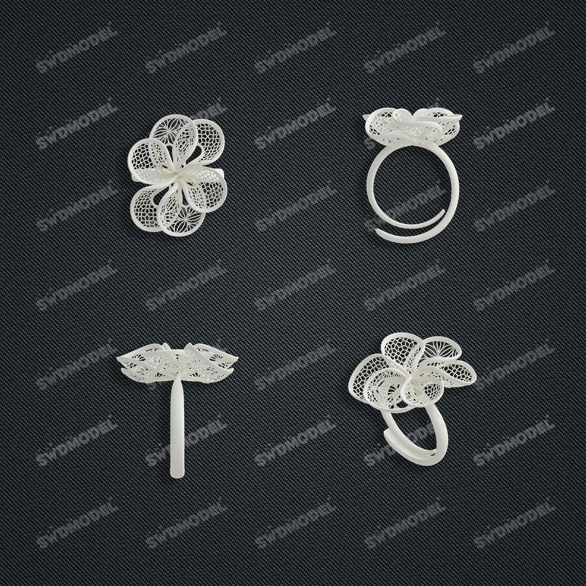 Jewelry set Filigree Ring White Wax Casting Resin 3D Printing Service  CS63T-027ap-R