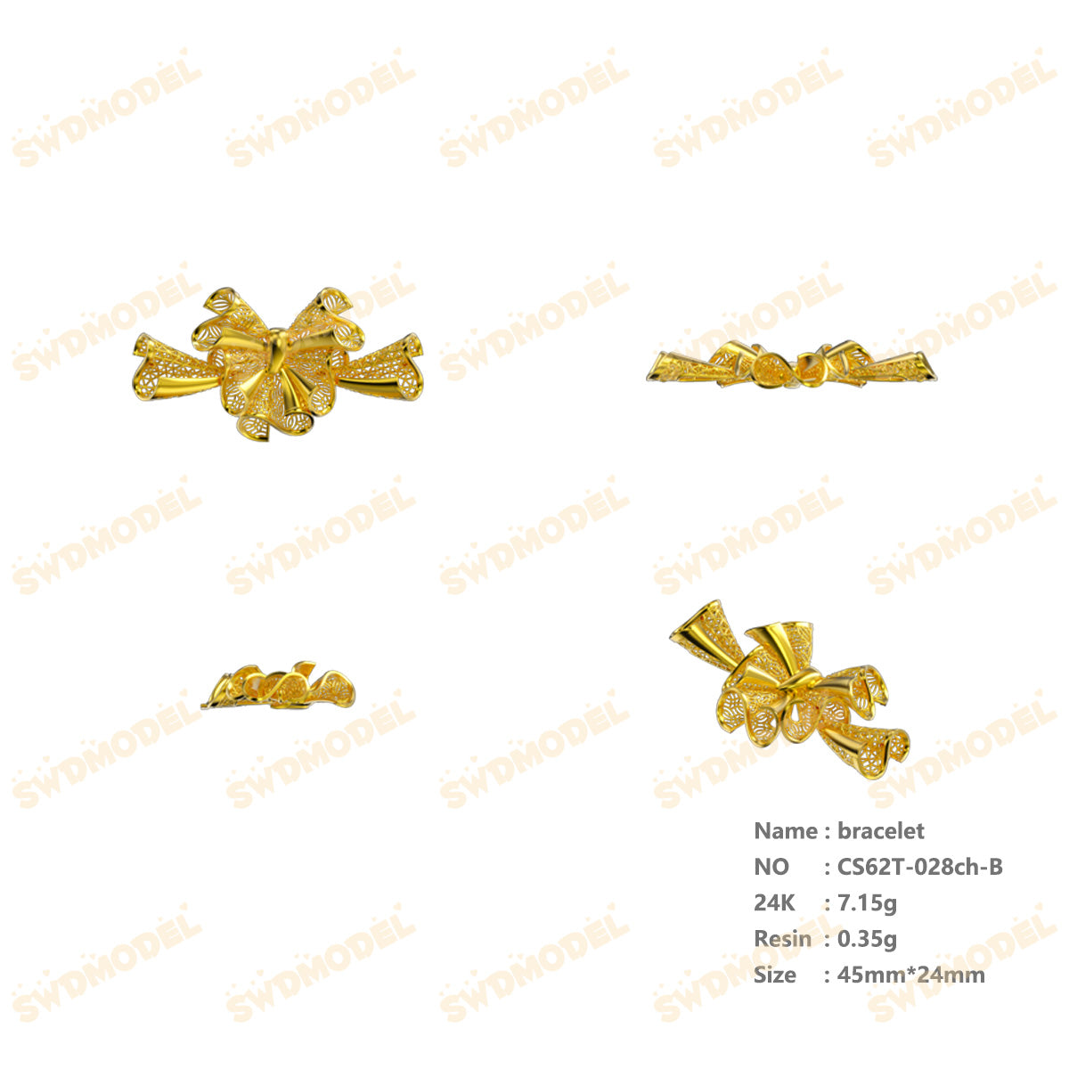 Jewelry set Filigree Bracelet White Wax Casting Resin 3D Printing Service   CS63T-028ap-B