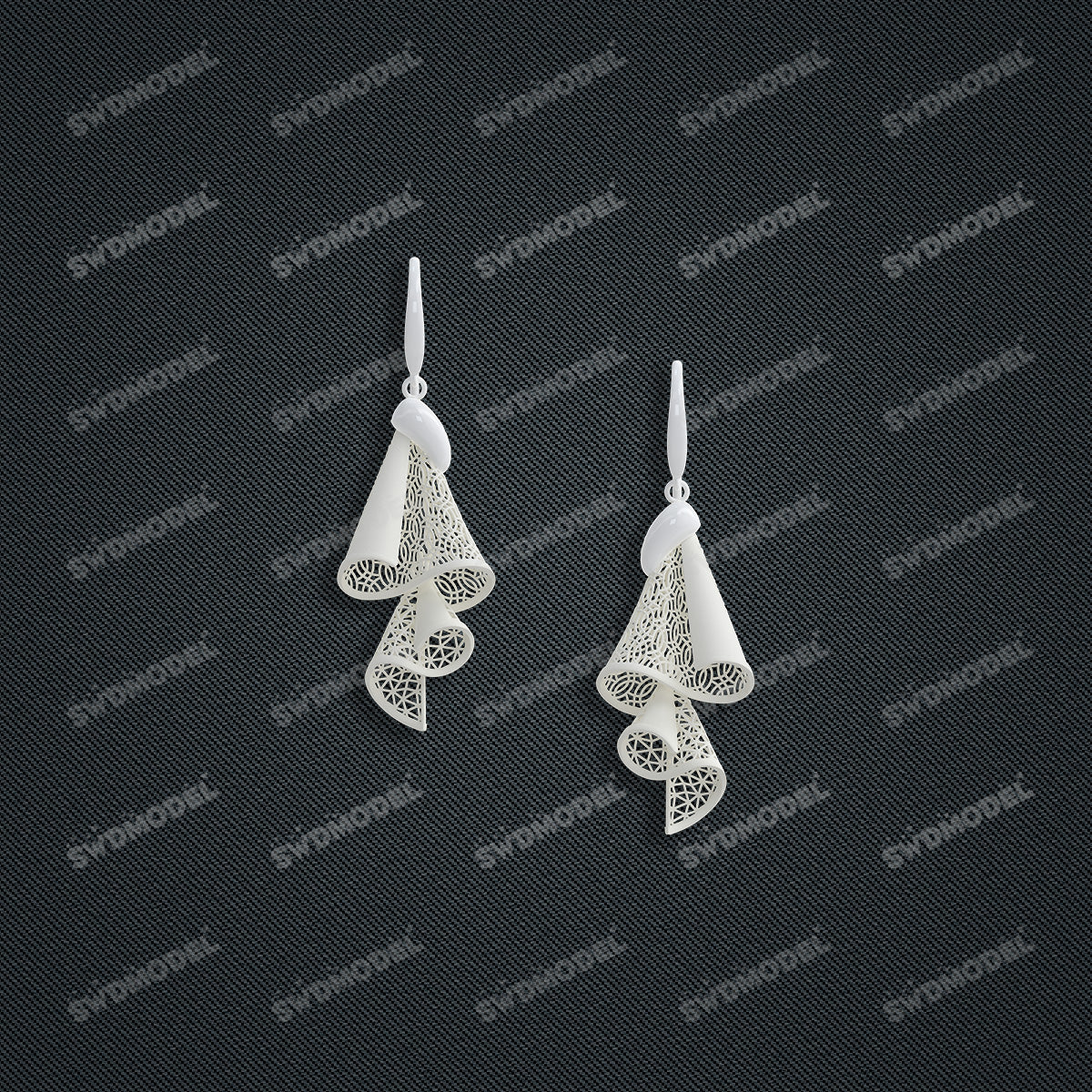 Jewelry set Filigree Earrings White Wax Casting Resin 3D Printing Service  CS63T-028ap-E
