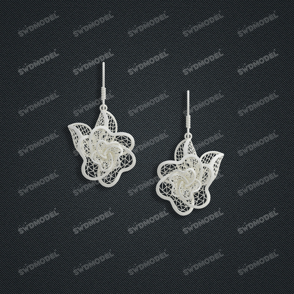 Jewelry set Filigree Earrings White Wax Casting Resin 3D Printing Service  CS63T-029ap-E