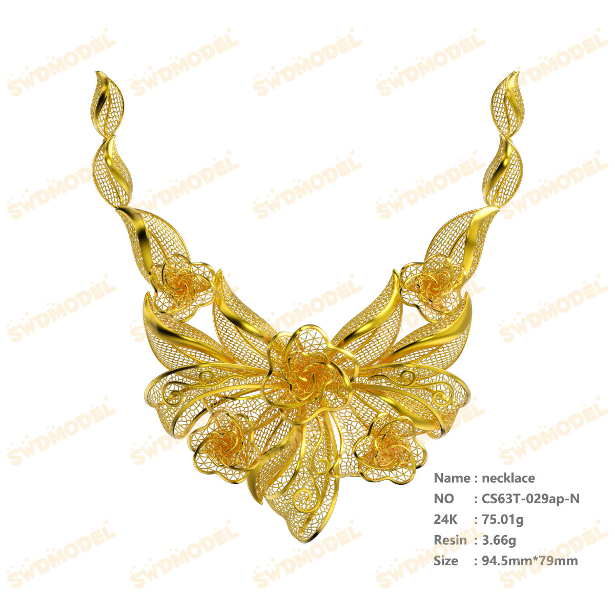 Jewelry set  Filigree Set   White Wax Casting Resin 3D Printing Service  CS63T-029ap