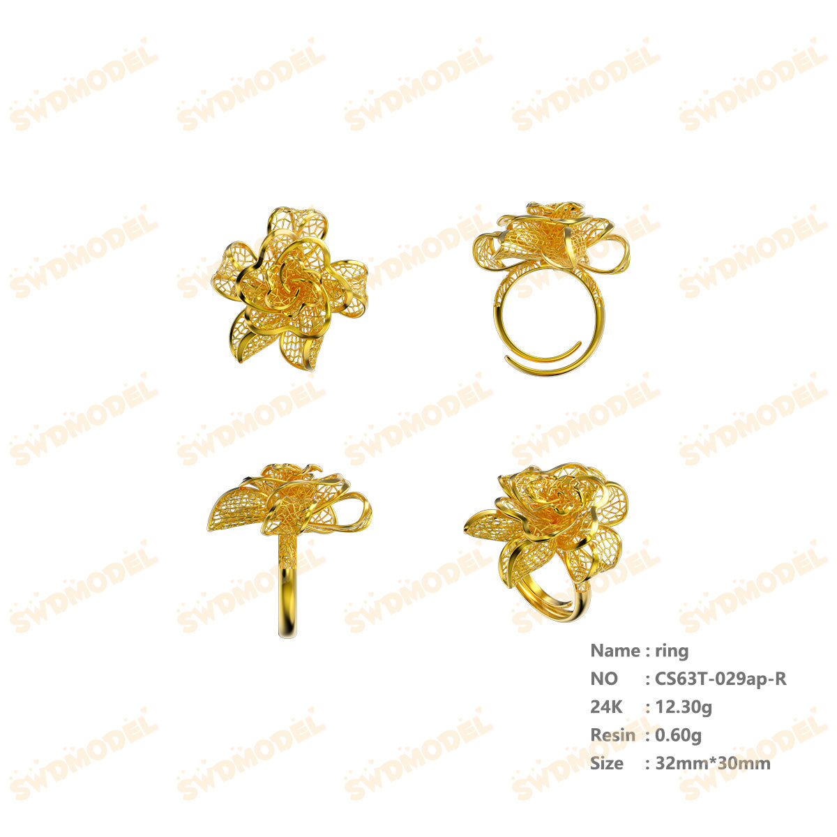 Jewelry set  Filigree Set   White Wax Casting Resin 3D Printing Service  CS63T-029ap