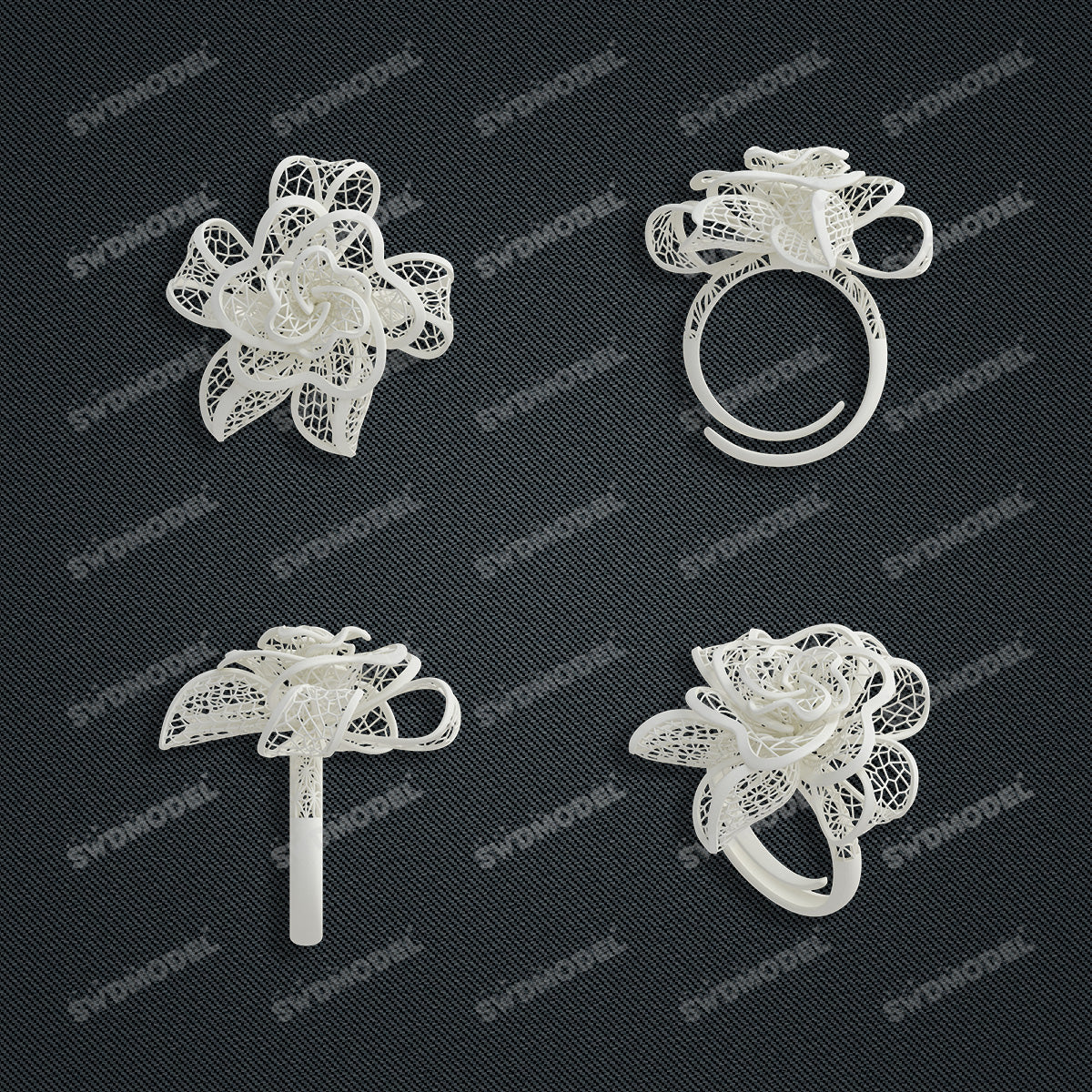 Jewelry set  Filigree Set   White Wax Casting Resin 3D Printing Service  CS63T-029ap