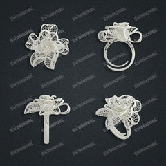Jewelry set Filigree Ring White Wax Casting Resin 3D Printing Service  CS63T-029ap-R