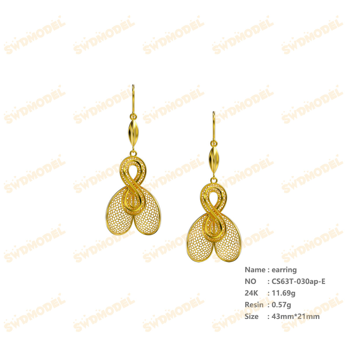 Jewelry set  Filigree Set   White Wax Casting Resin 3D Printing Service  CS63T-030ap