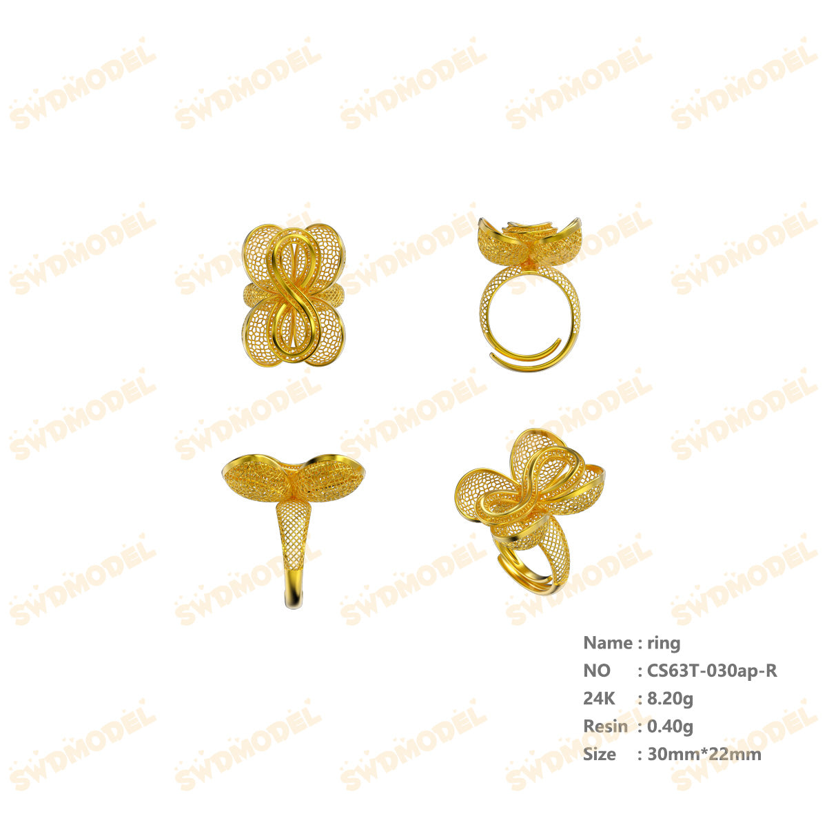 Jewelry set  Filigree Set   White Wax Casting Resin 3D Printing Service  CS63T-030ap