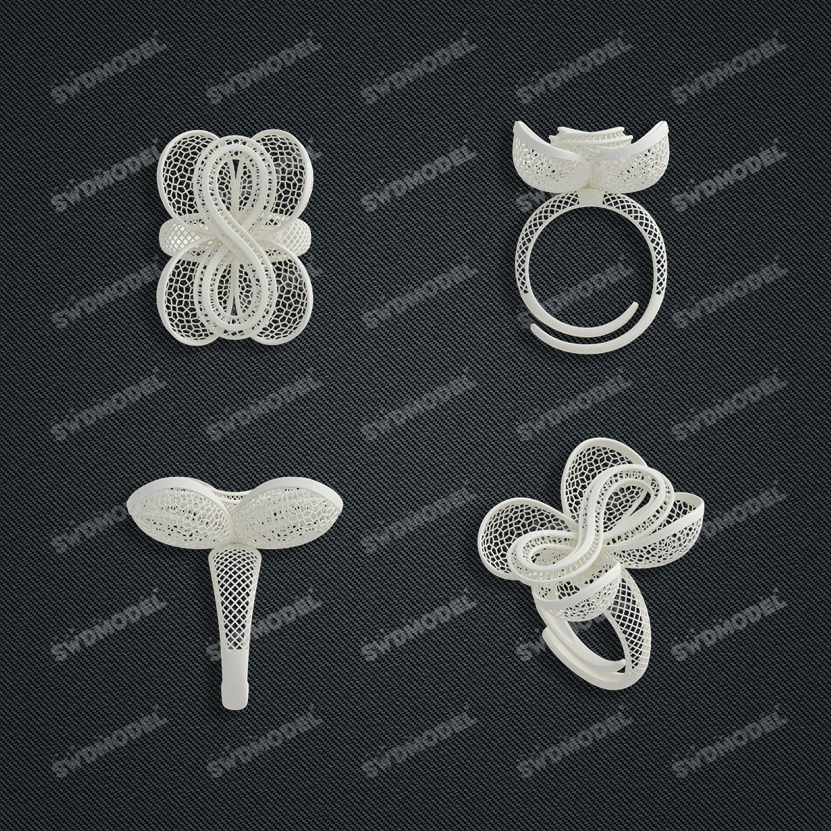 Jewelry set Filigree Ring White Wax Casting Resin 3D Printing Service  CS63T-030ap-R