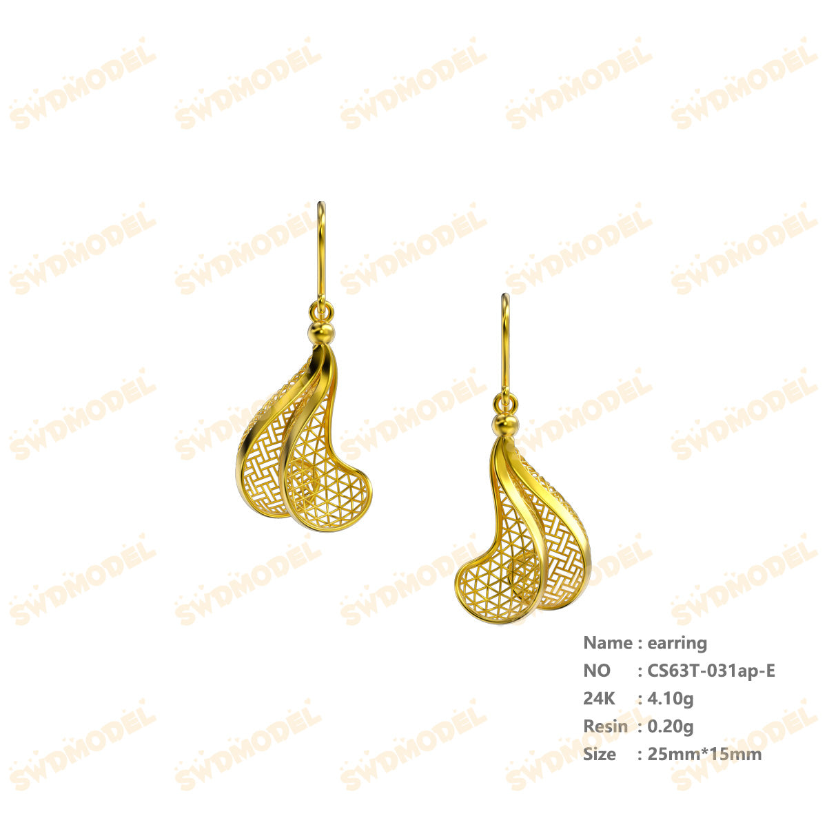 Jewelry set  Filigree Set   White Wax Casting Resin 3D Printing Service  CS63T-031ap
