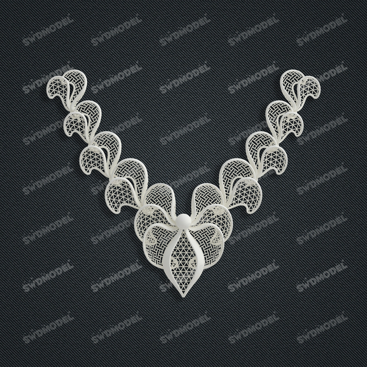 Jewelry set Filigree Necklace White Wax Casting Resin 3D Printing Service  CS63T-031ap-N