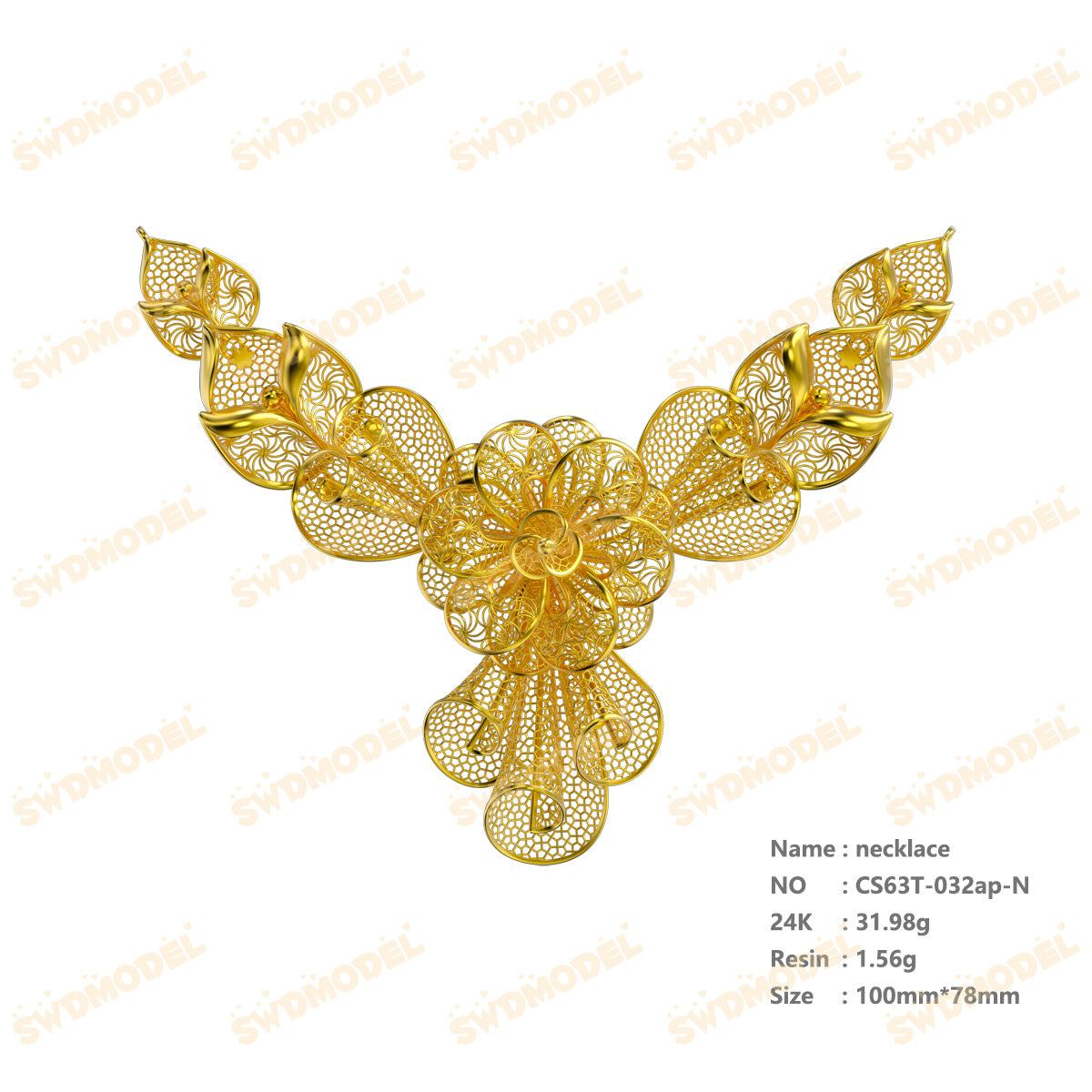 Jewelry set  Filigree Set   White Wax Casting Resin 3D Printing Service  CS63T-032ap
