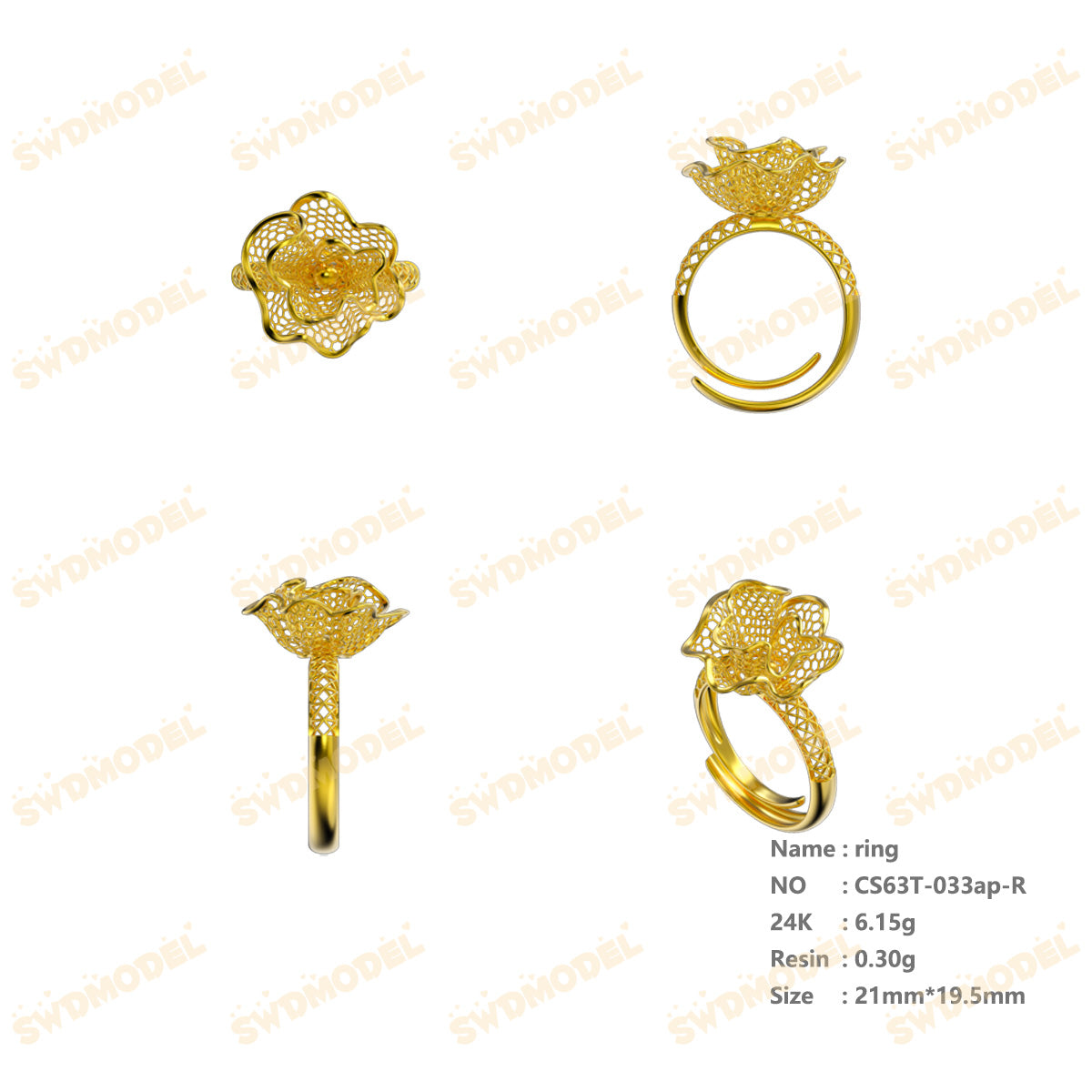 Jewelry set  Filigree Set   White Wax Casting Resin 3D Printing Service  CS63T-033ap