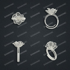 Jewelry set Filigree Ring White Wax Casting Resin 3D Printing Service  CS63T-033ap-R