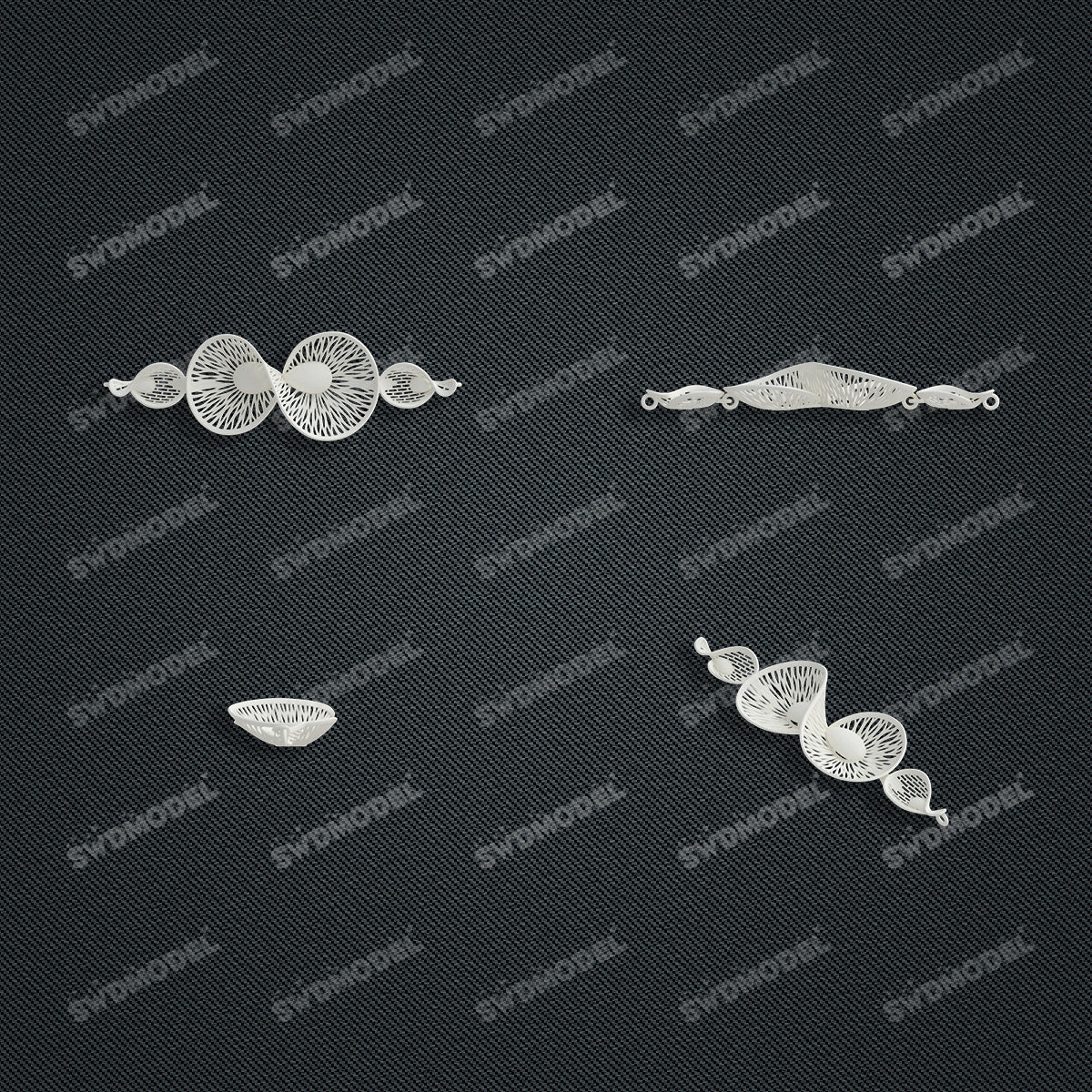 Jewelry set Filigree Bracelet White Wax Casting Resin 3D Printing Service   CS63T-035ap-B