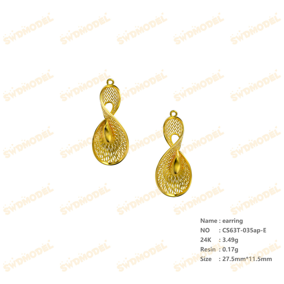 Jewelry set  Filigree Set   White Wax Casting Resin 3D Printing Service  CS63T-035ap
