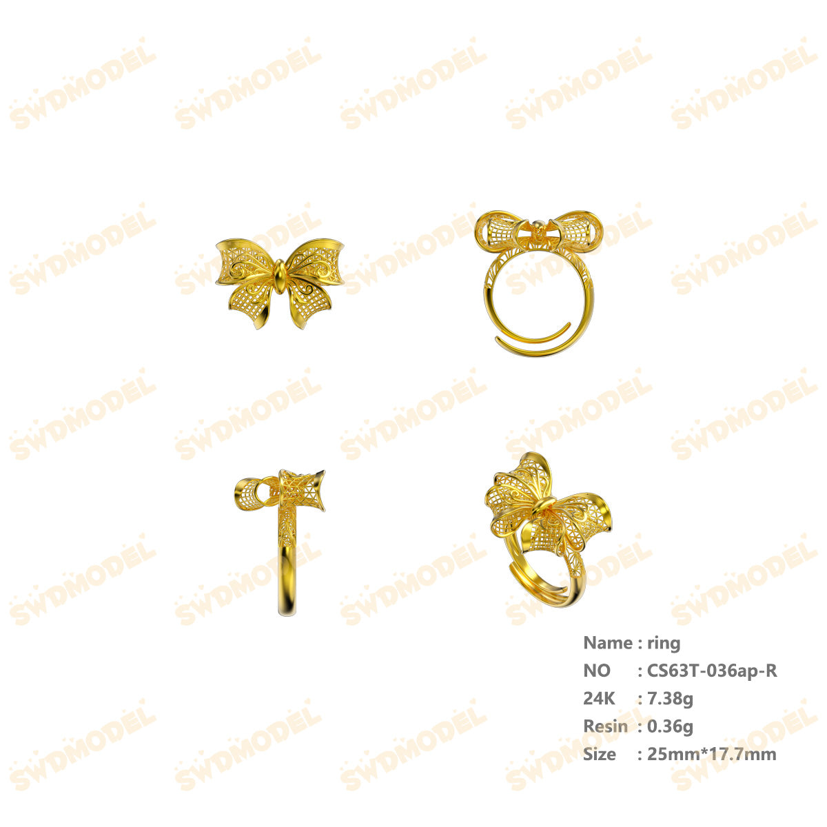 Jewelry set  Filigree Set   White Wax Casting Resin 3D Printing Service  CS63T-036ap