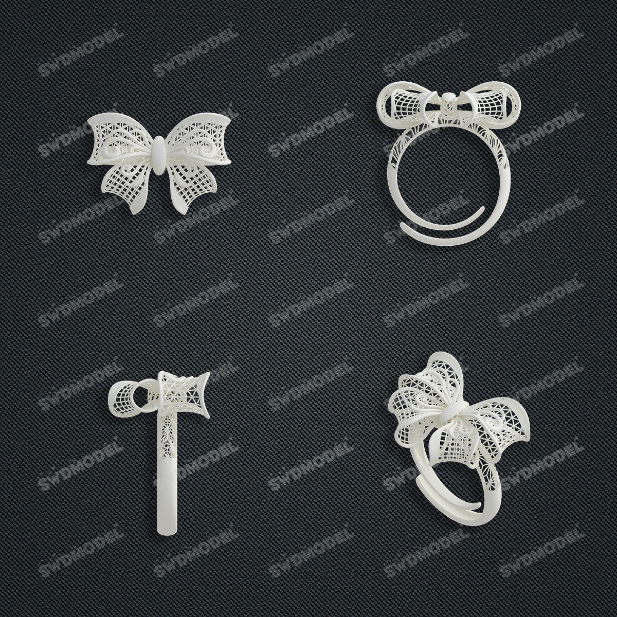Jewelry set  Filigree Set   White Wax Casting Resin 3D Printing Service  CS63T-036ap