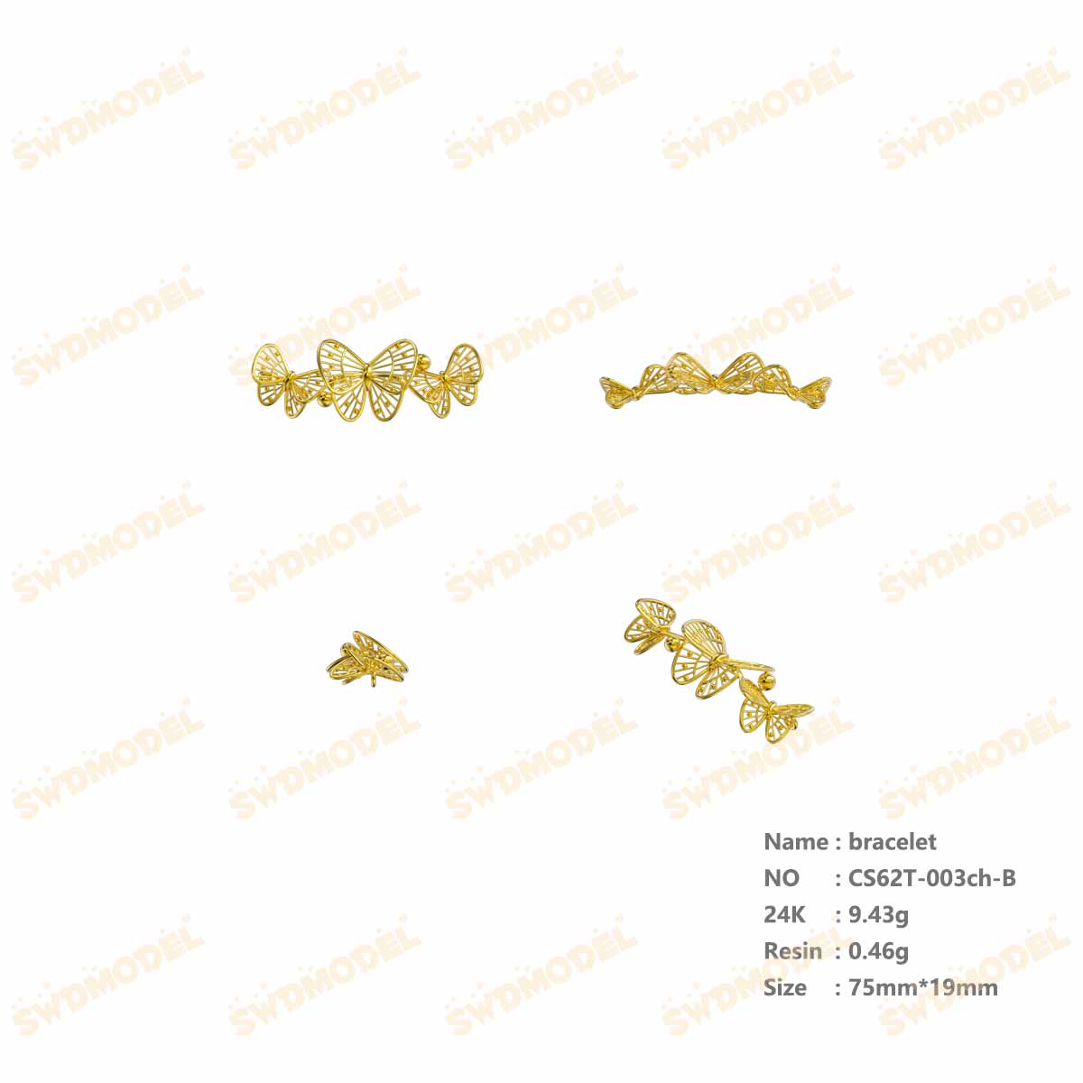 Jewelry set Filigree Bracelet White Wax Casting Resin 3D Printing Service   CS63T-040ap-B