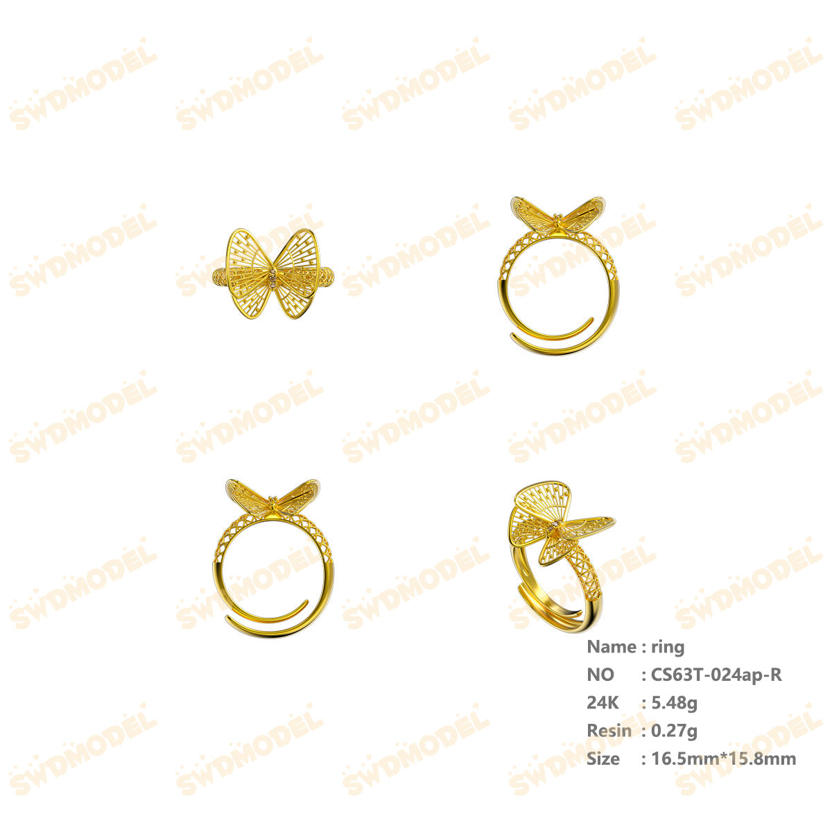 Jewelry set  Filigree Set   White Wax Casting Resin 3D Printing Service  CS63T-040ap