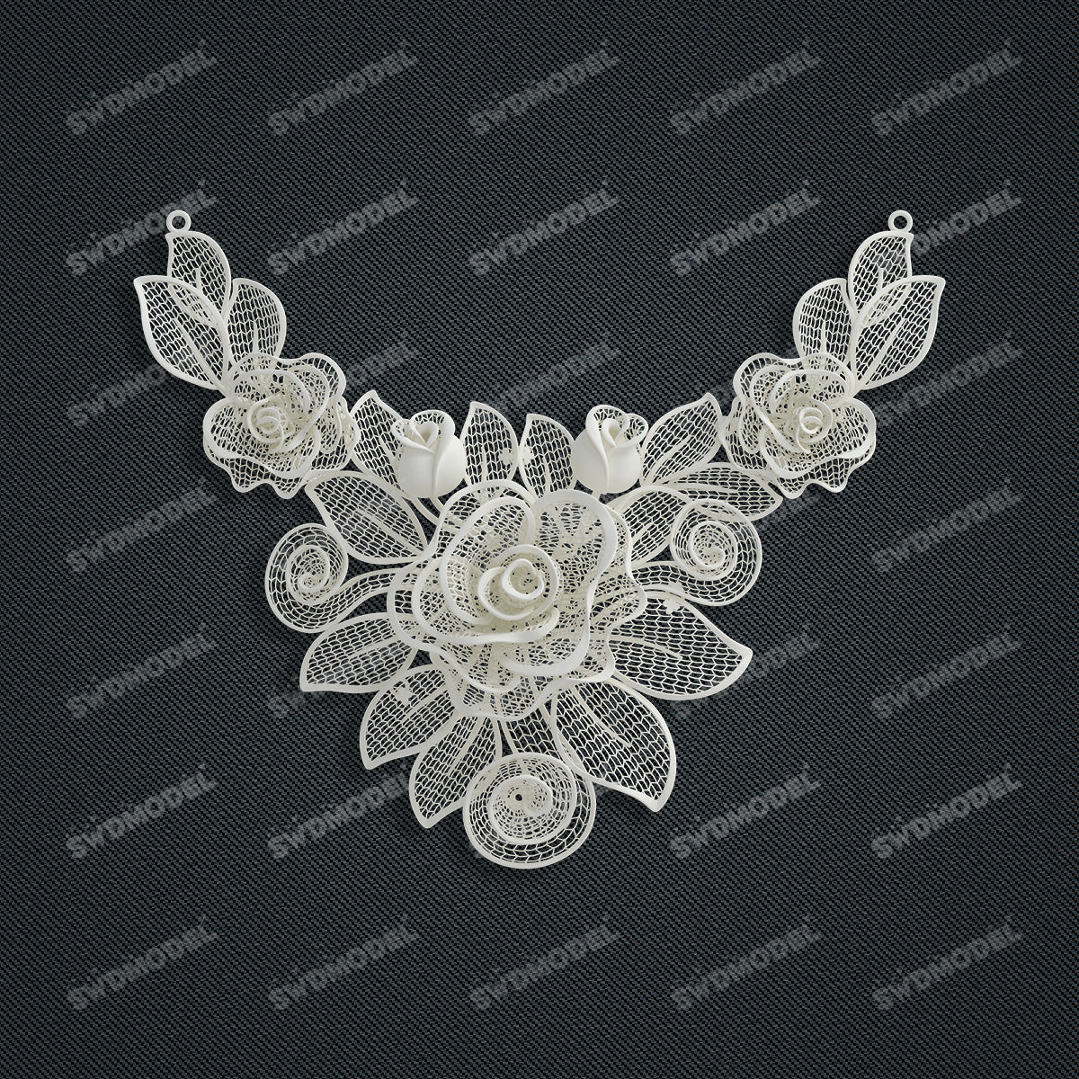 Jewelry set Filigree Necklace White Wax Casting Resin 3D Printing Service  CS63T-040ap-N