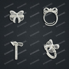 Jewelry set Filigree Ring White Wax Casting Resin 3D Printing Service  CS63T-056ap-R