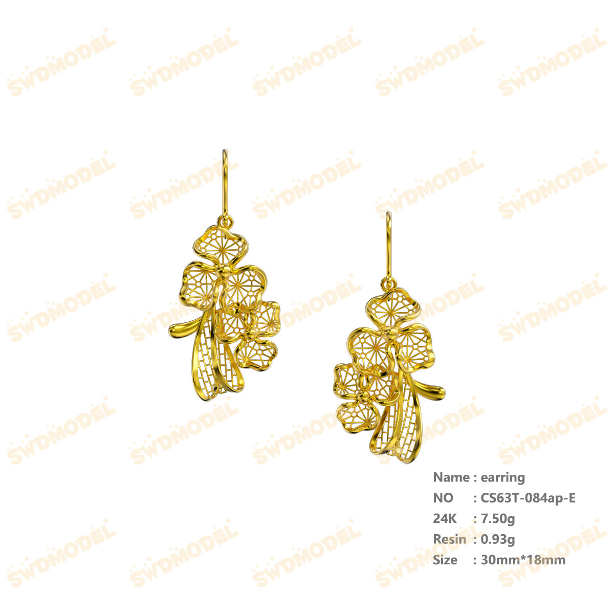 Jewelry set  Filigree Set   White Wax Casting Resin 3D Printing Service  CS63T-084ap