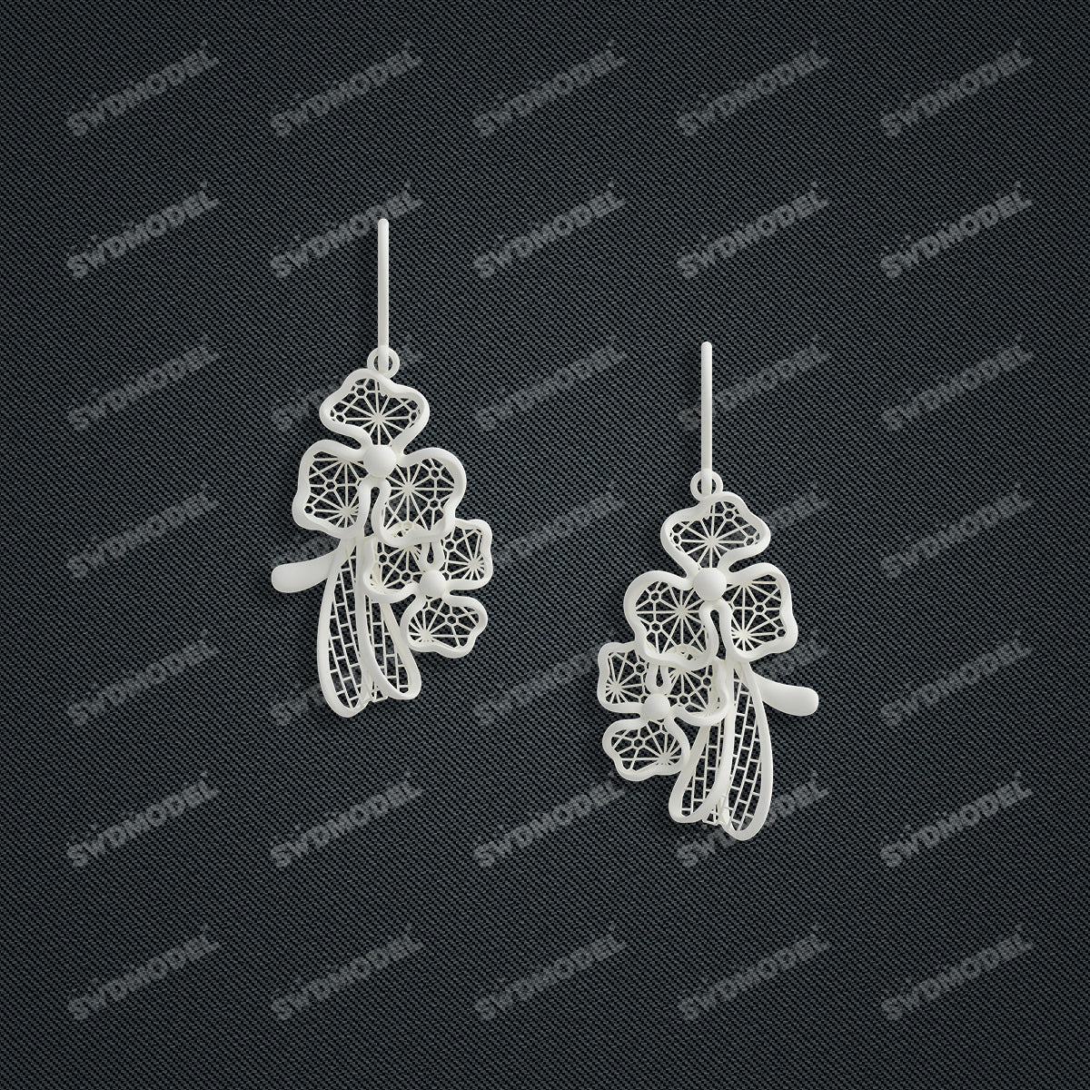 Jewelry set Filigree Earrings White Wax Casting Resin 3D Printing Service  CS63T-084ap-E