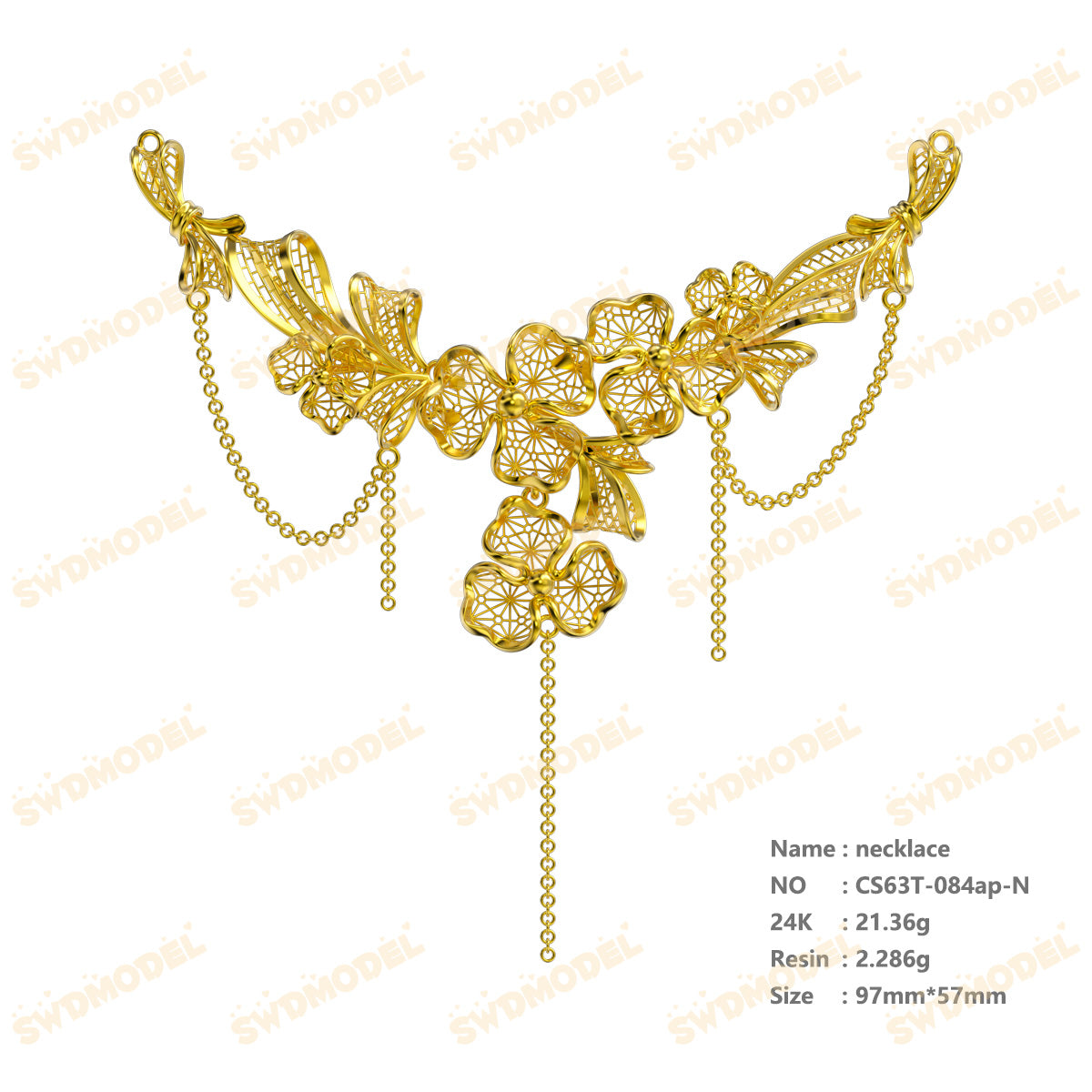 Jewelry set  Filigree Set   White Wax Casting Resin 3D Printing Service  CS63T-084ap