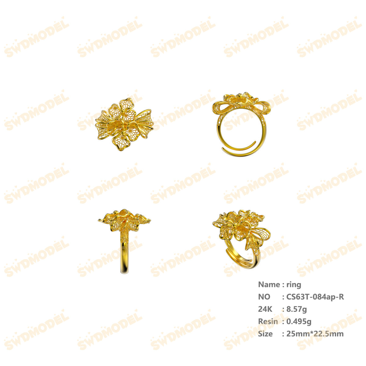 Jewelry set  Filigree Set   White Wax Casting Resin 3D Printing Service  CS63T-084ap