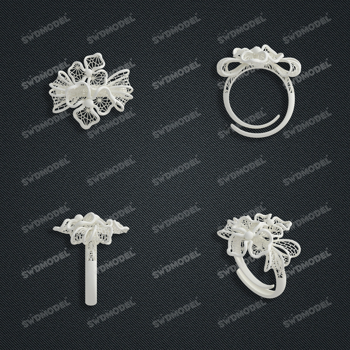 Jewelry set  Filigree Set   White Wax Casting Resin 3D Printing Service  CS63T-084ap
