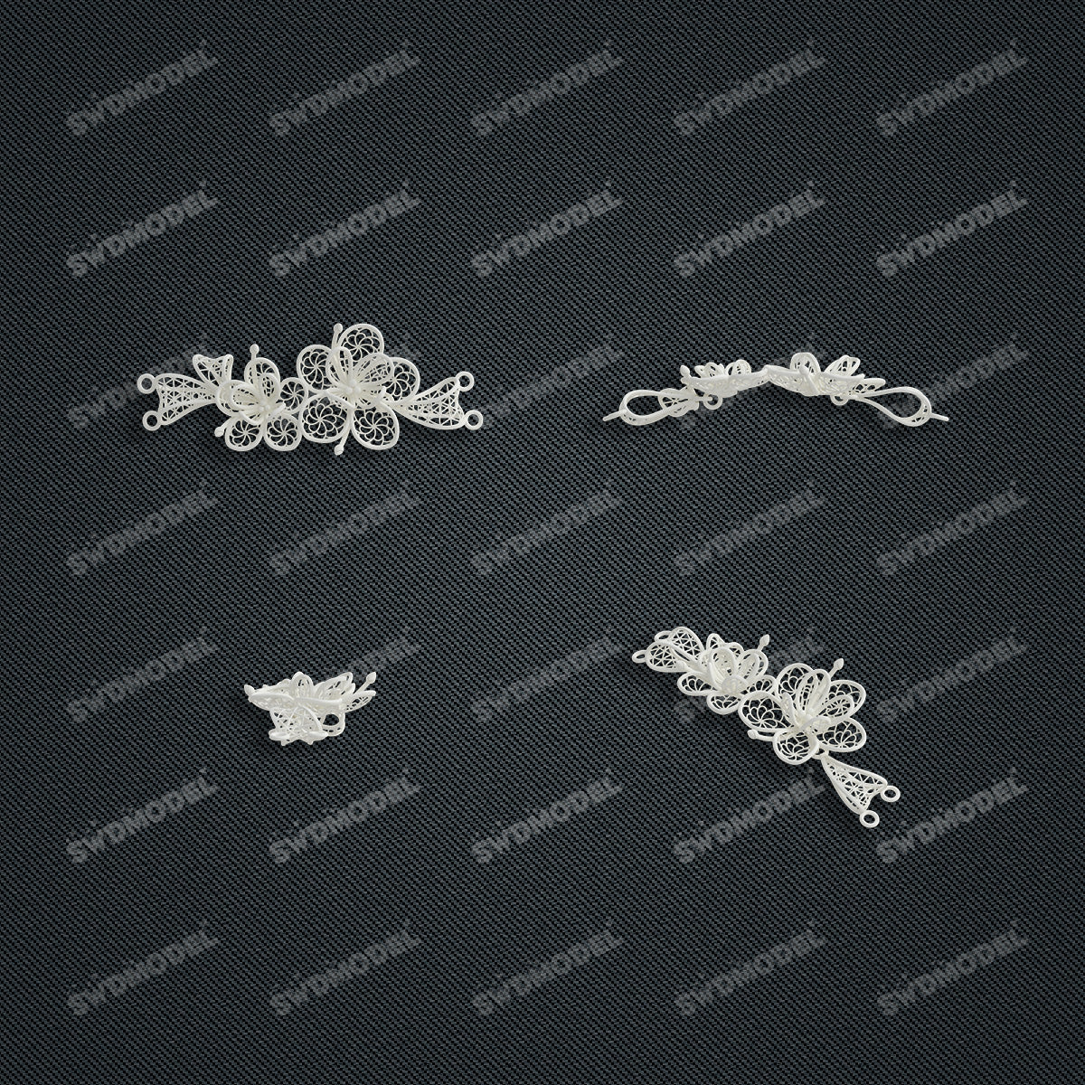 Jewelry set Filigree Bracelet White Wax Casting Resin 3D Printing Service   CS63T-084ap-B