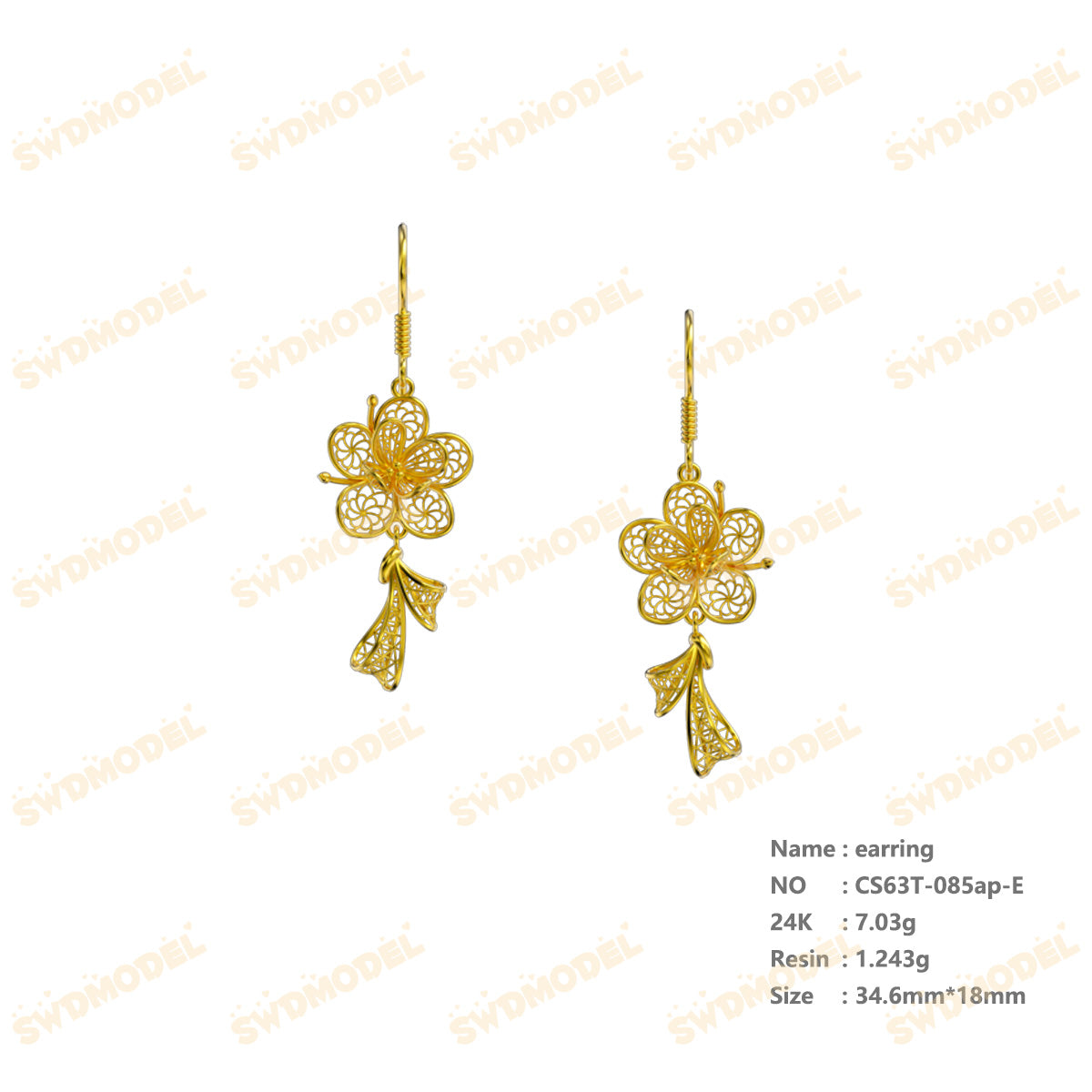 Jewelry set  Filigree Set   White Wax Casting Resin 3D Printing Service  CS63T-085ap