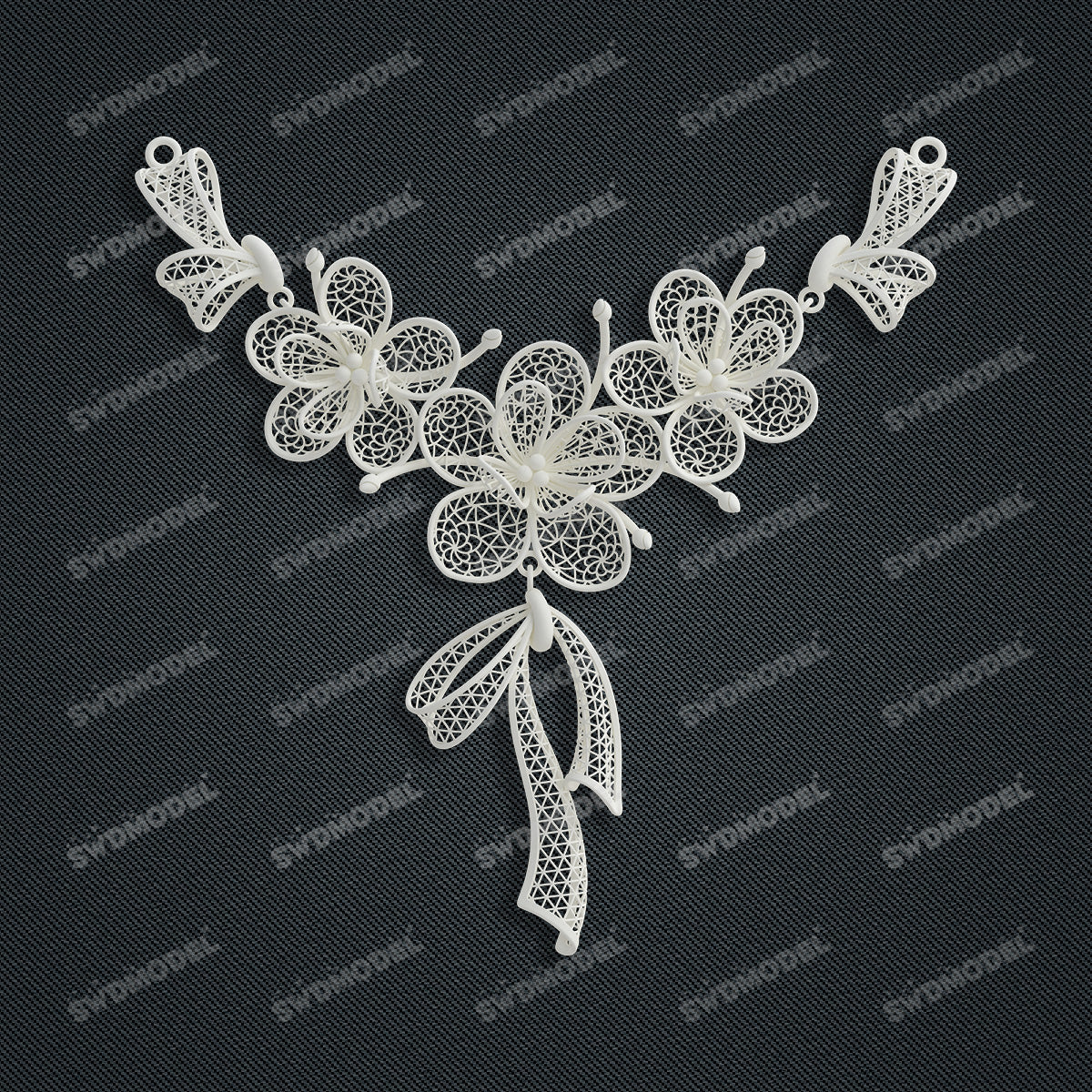 Jewelry set Filigree Necklace White Wax Casting Resin 3D Printing Service  CS63T-085ap-N