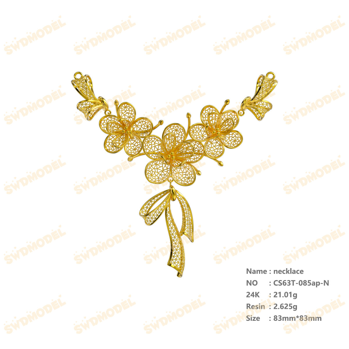 Jewelry set  Filigree Set   White Wax Casting Resin 3D Printing Service  CS63T-085ap
