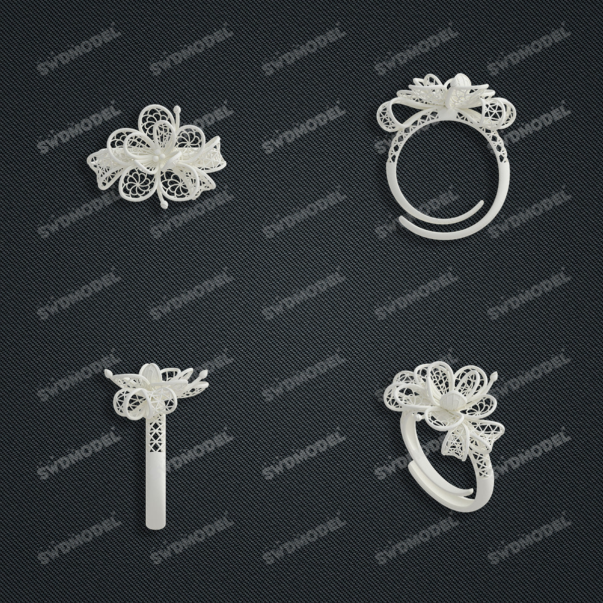 Jewelry set  Filigree Set   White Wax Casting Resin 3D Printing Service  CS63T-085ap