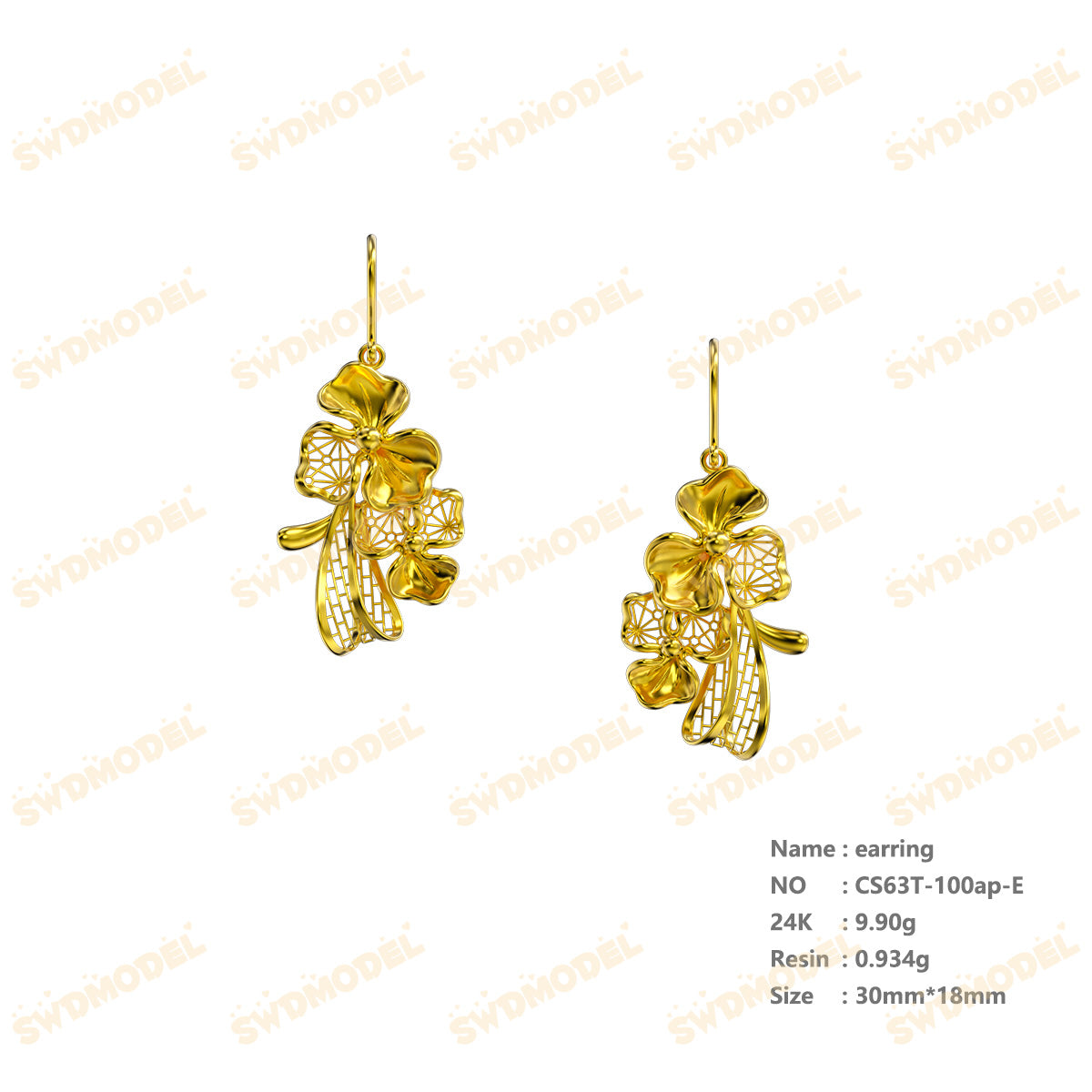 Jewelry set  Filigree Set   White Wax Casting Resin 3D Printing Service  CS63T-100ap