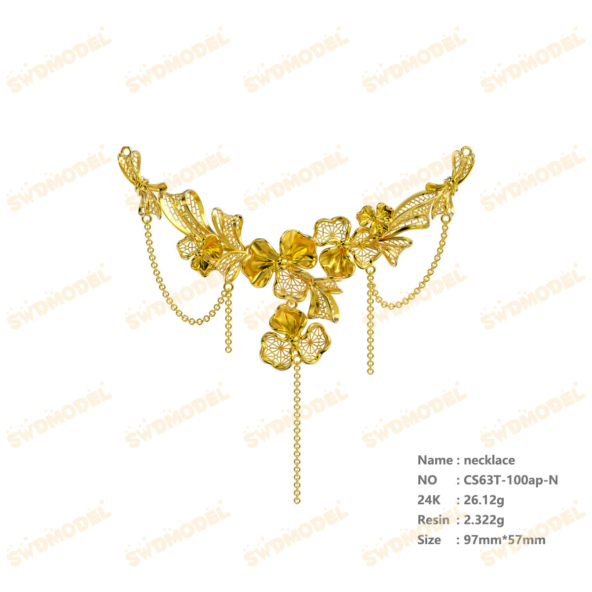 Jewelry set  Filigree Set   White Wax Casting Resin 3D Printing Service  CS63T-100ap