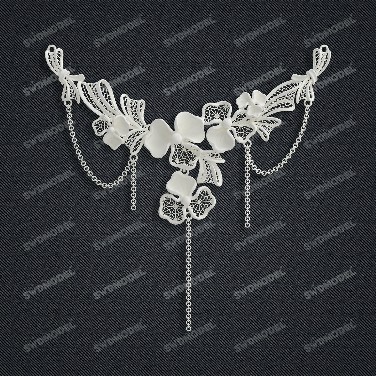 Jewelry set Filigree Necklace White Wax Casting Resin 3D Printing Service  CS63T-100ap-N