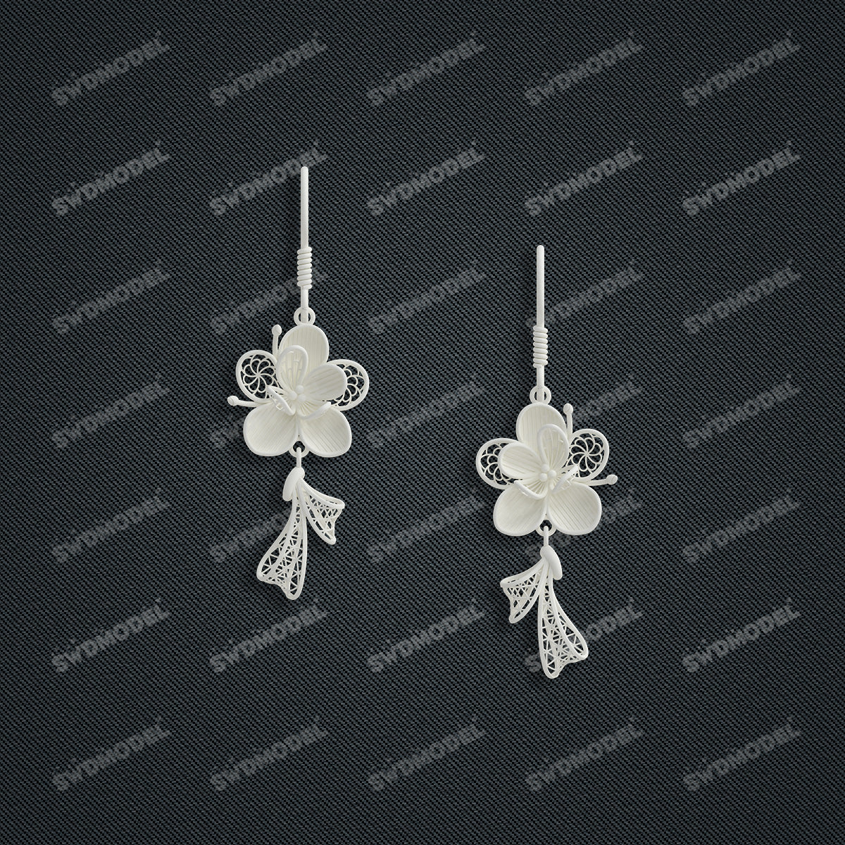 Jewelry set Filigree Earrings White Wax Casting Resin 3D Printing Service  CS63T-101ap-E